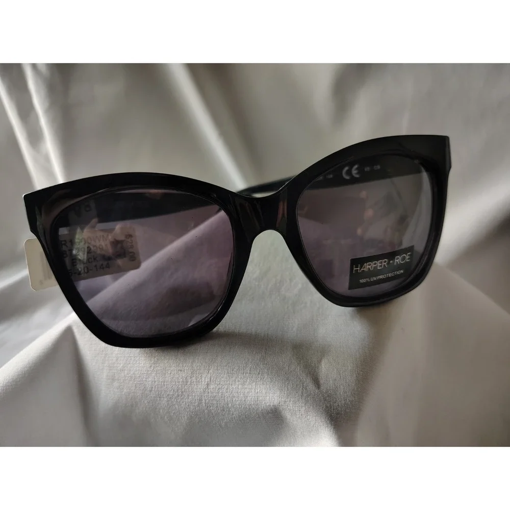 Harper Roe Womens Black Cat Eye Sunglasses Oversized Designer Style UV400 NEW